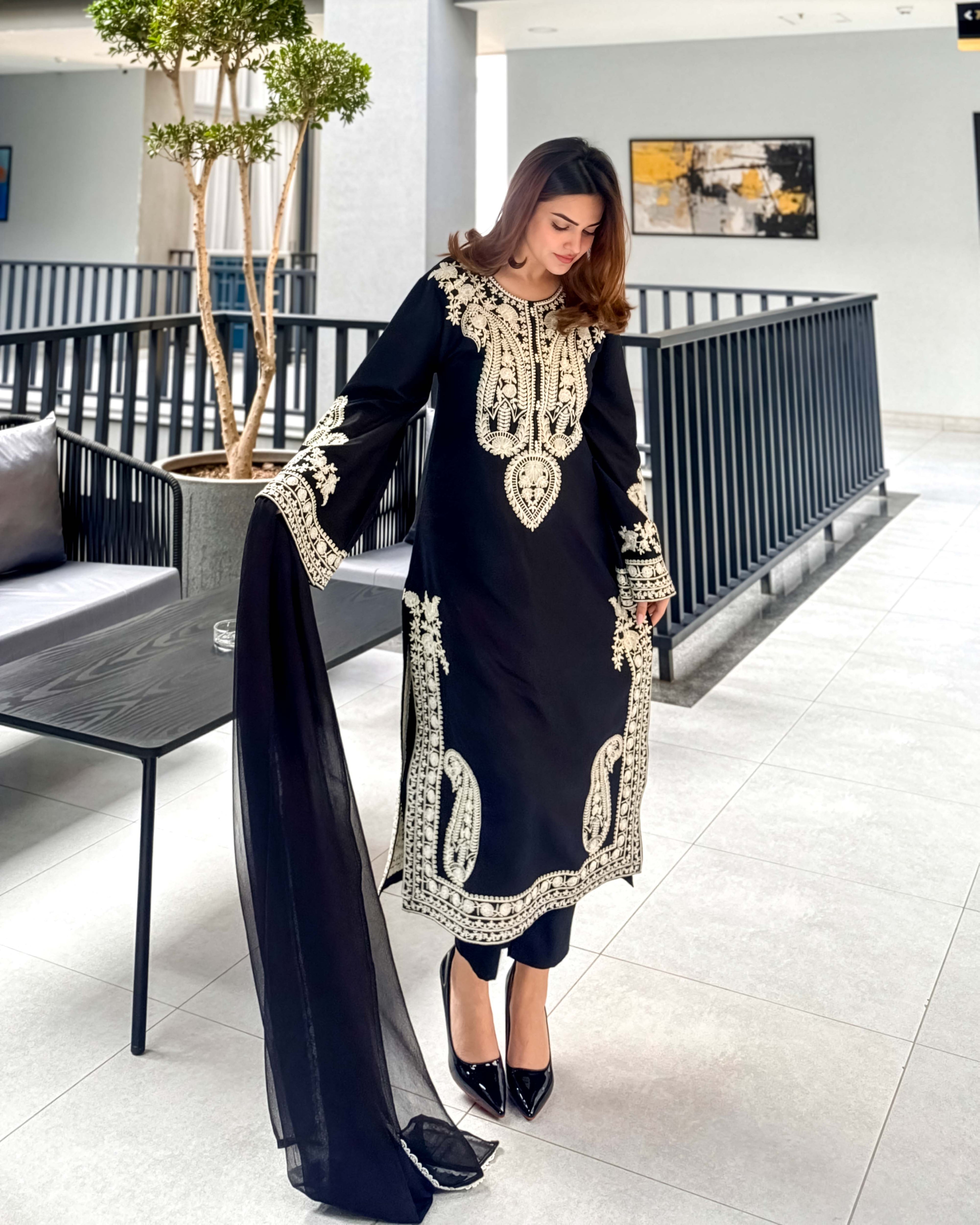 Aafreen Embroidered 3pc - Black