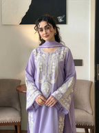 Aafreen Embroidered 3pc - Lilac