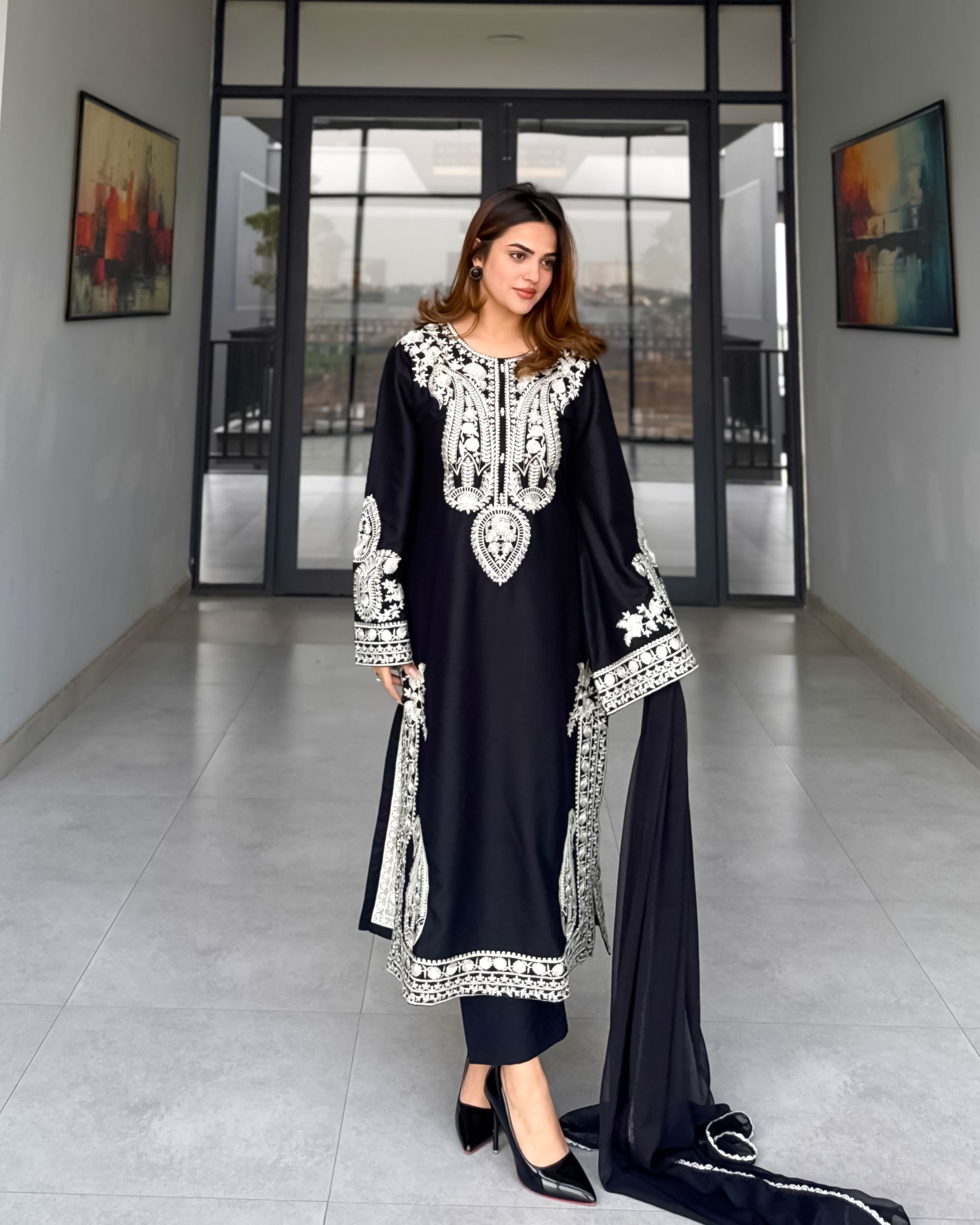 Aafreen Embroidered 3pc - Black