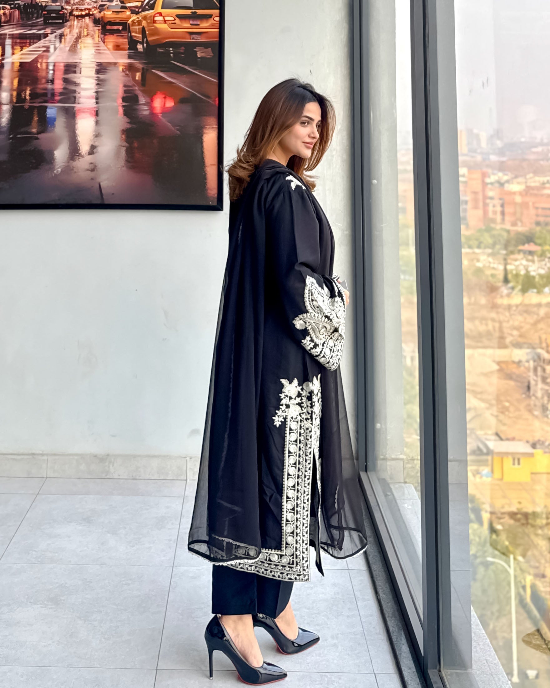 Aafreen Embroidered 3pc - Black