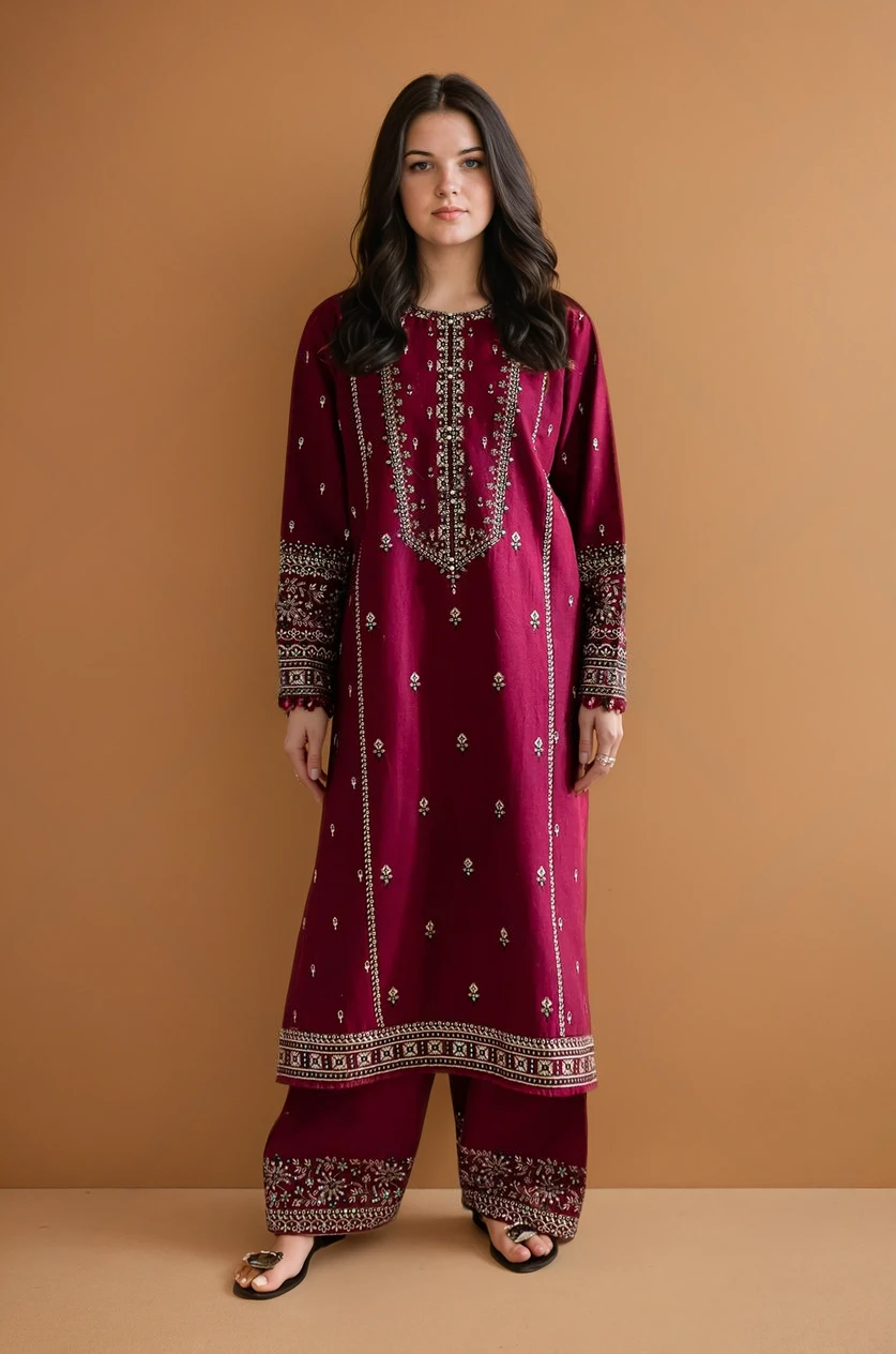 Roohi 2pcs - Embroidered Dress