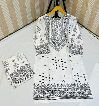 White Chunri printed 2pcs Ca_closet