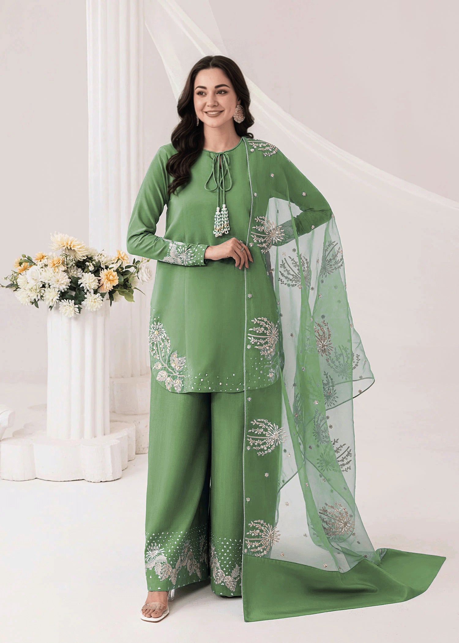 Embrose Embroidered - 3pc - Jade Green