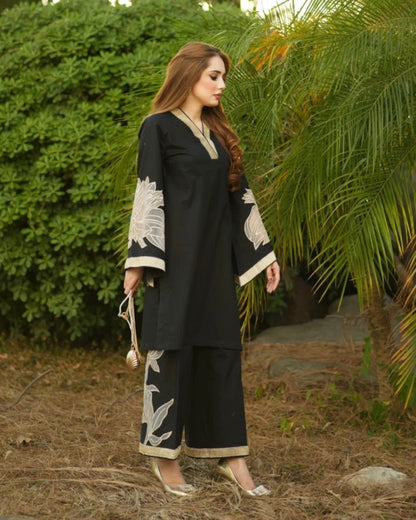 Black Daliya Embroidered 2pcs Ca_closet