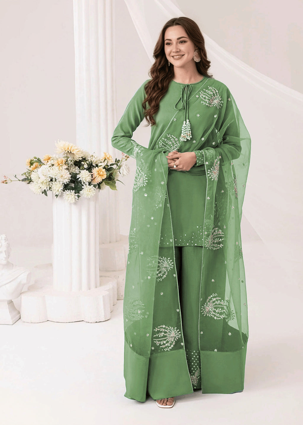 Embrose Embroidered - 3pc - Jade Green