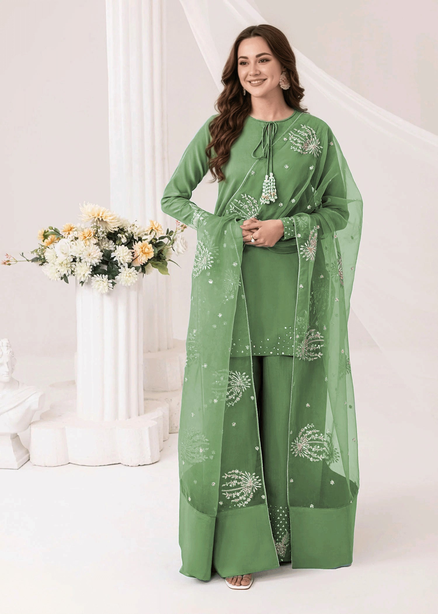 Embrose Embroidered - 3pc - Jade Green