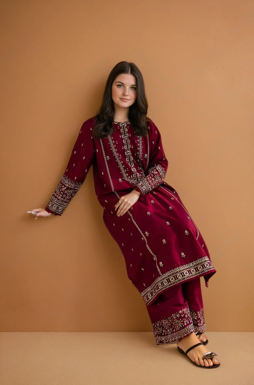 Roohi 2pcs - Embroidered Dress
