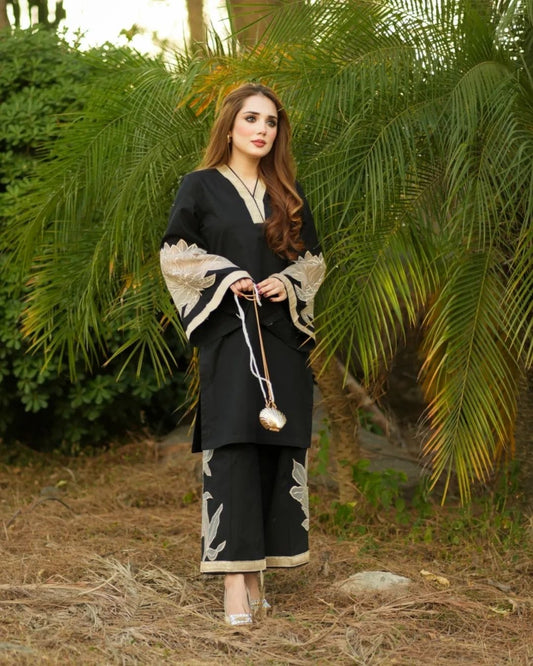 Black Daliya Embroidered 2pcs Ca_closet