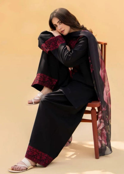 Black Rose  Embroidered 3pc