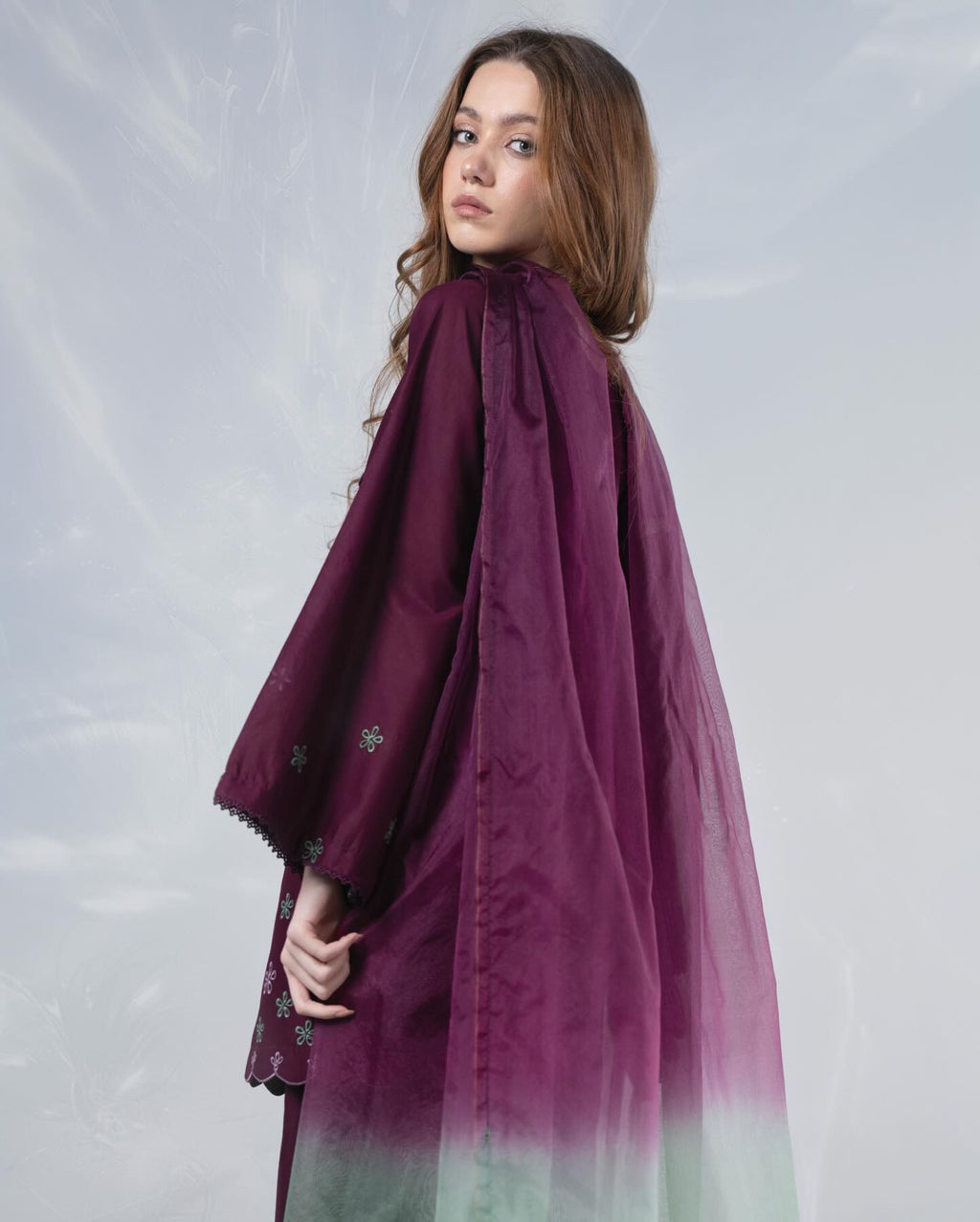 Wine Embroidered -3pc