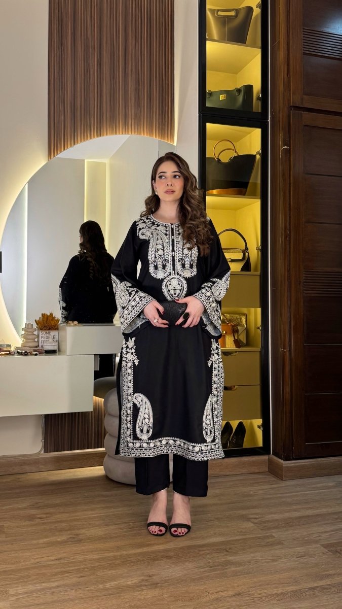 Aafreen Embroidered 3pc - Black - Chaudhary Arts