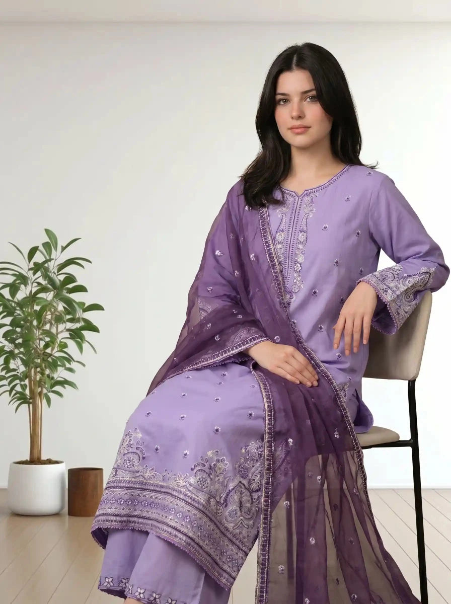 Afifa Embroidered - 3pc - Chaudhary Arts