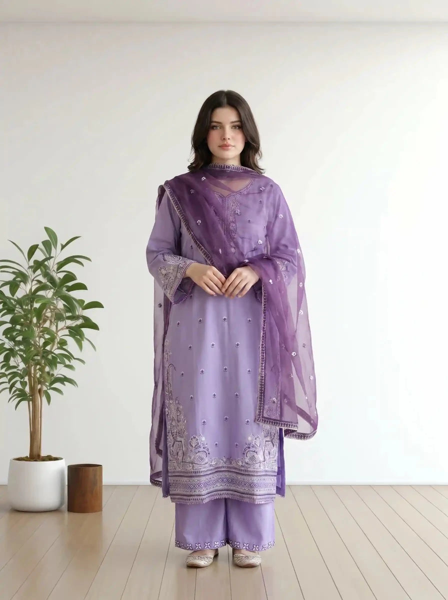 Afifa Embroidered - 3pc - Chaudhary Arts