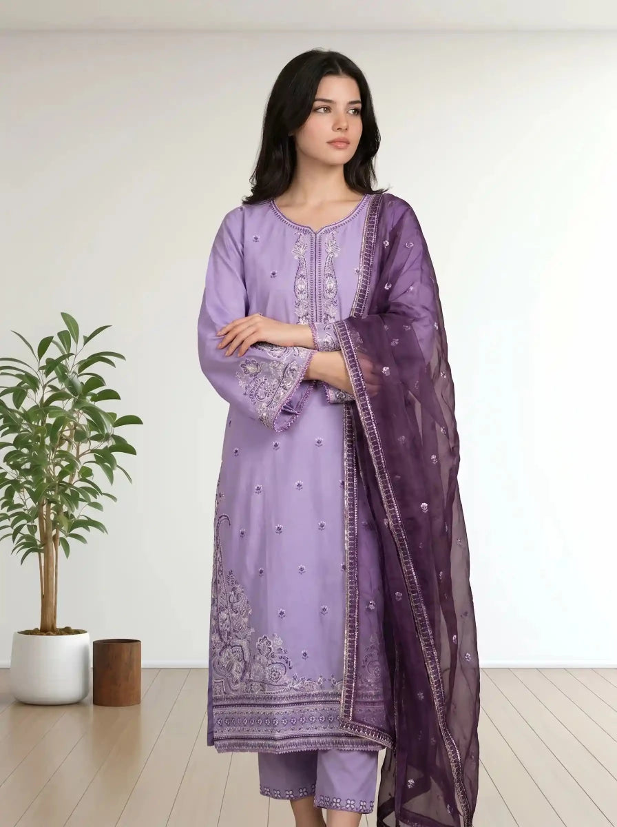 Afifa Embroidered - 3pc - Chaudhary Arts