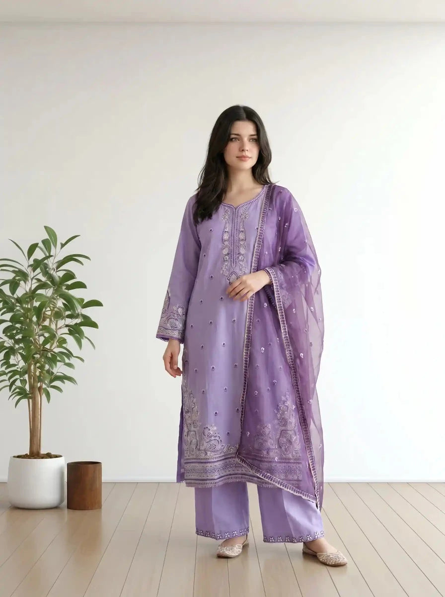 Afifa Embroidered - 3pc - Chaudhary Arts