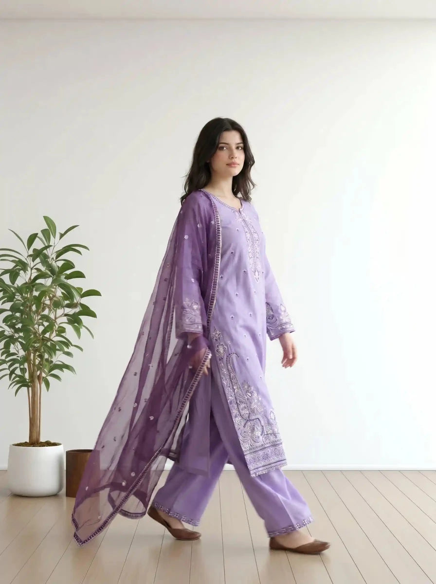 Afifa Embroidered - 3pc - Chaudhary Arts